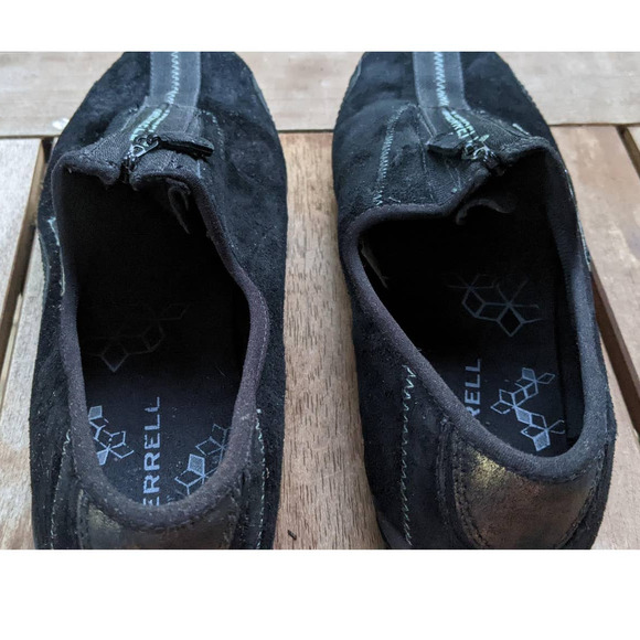 Merrell Arabesque Leather Black/Gold Women's Casual Zip Up Loafers Size 7.5 - Picture 8 of 10